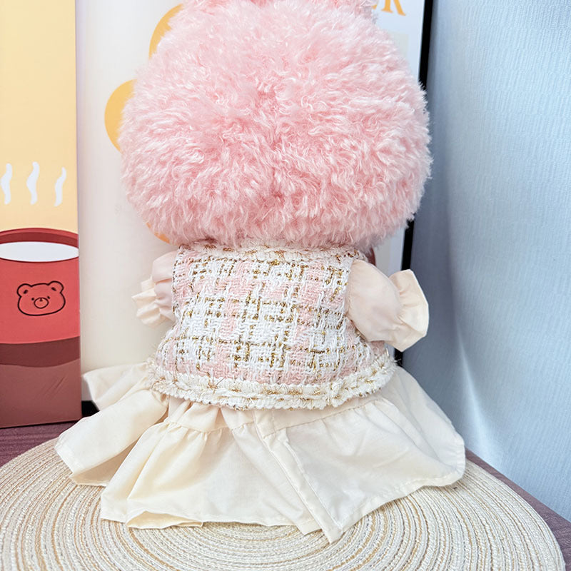 38Cm Labubu vinyl plush doll clothes for Labubu doll clothes flower sugar puff skirt set
