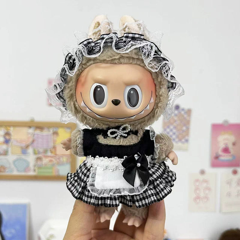 17Cm blind box rabub for stylish zipper shirt cool zipper sweater labubu pendant clothes cute