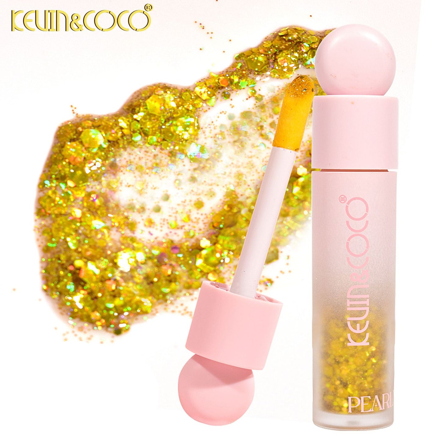 KEVIN & COCO 4-pack sequin gel lip gloss, super flash, large particle flash, giant flash student model