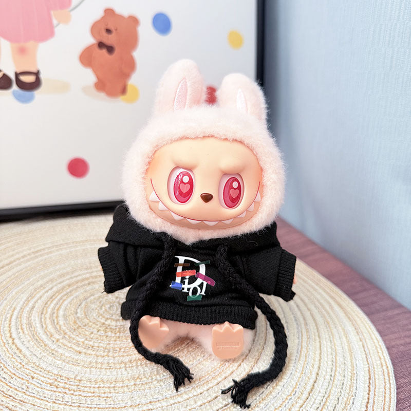 The first, second and third generation keychain Labubu clothes pendant Labubu baby clothes trendy sweater overalls set is cute.
