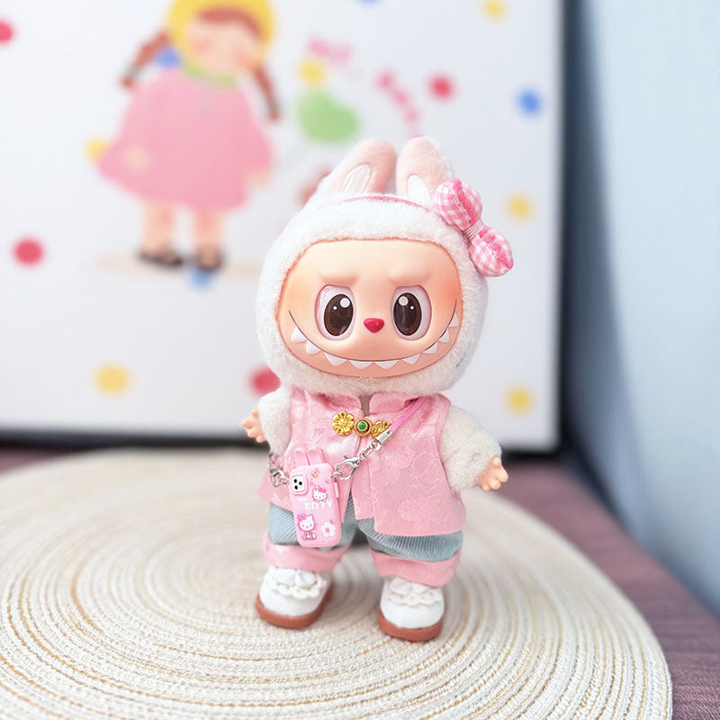 The first, second and third generation keychain Labubu clothes pendant Labubu baby clothes are elegant Chinese style suits, cute fairy.