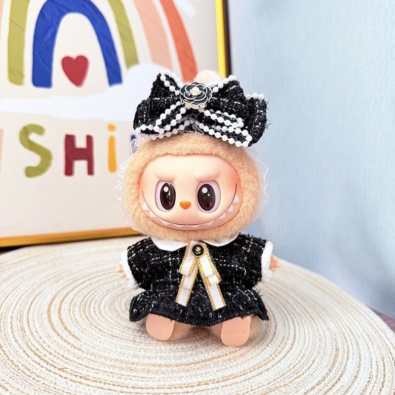 The first, second and third generation keychain Labubu clothes pendant Labubu baby clothes trendy sweater overalls set is cute.
