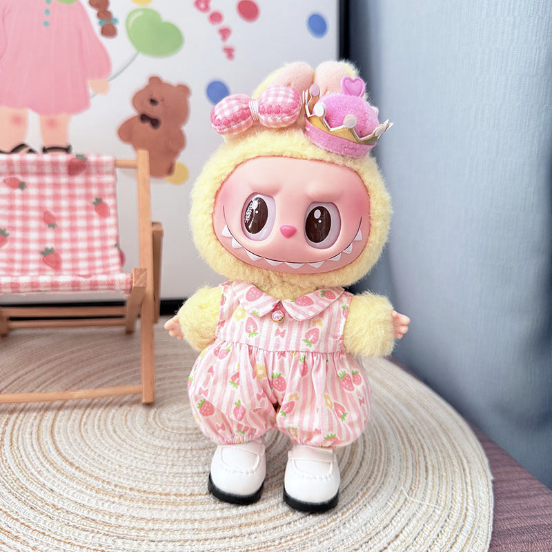 The first, second and third generation keychain Labubu clothes pendant Labubu baby clothes strawberry paradise jumpsuit set is cute