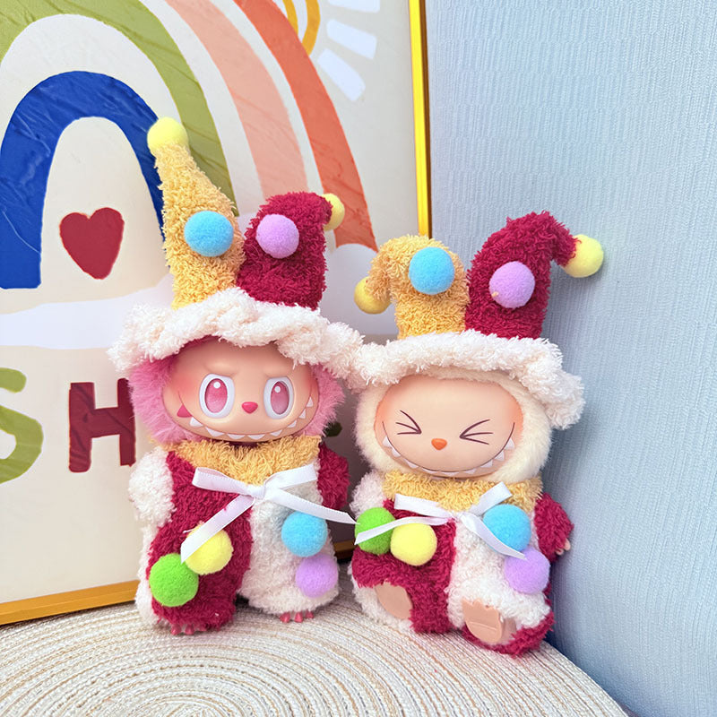 The first, second and third generation Labubu clothes pendant Labubu sitting party baby clothes colored ball clown suit is cute and cute