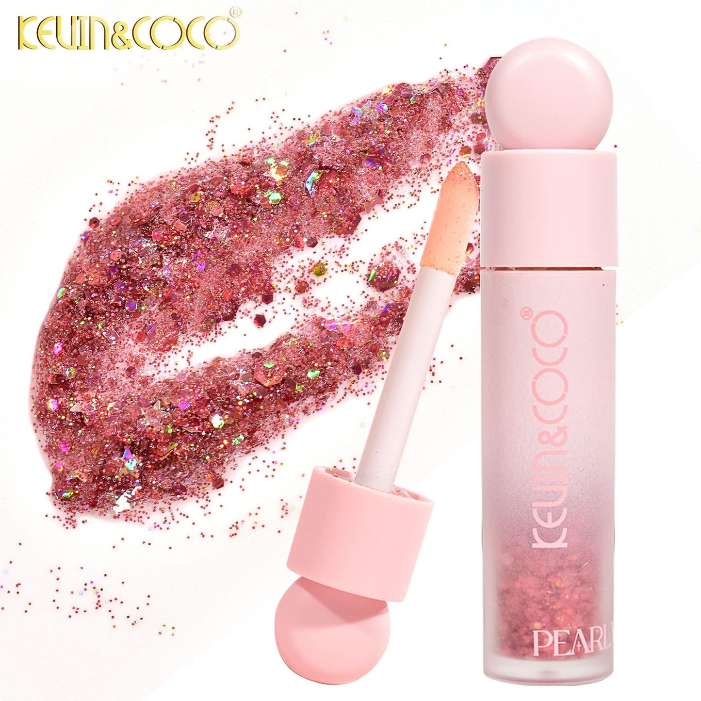 KEVIN & COCO 4-pack sequin gel lip gloss, super flash, large particle flash, giant flash student model