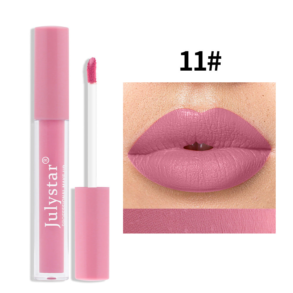 Cross-border makeup matte lipstick women's long-lasting non-fading non-stick cup nude matte fine tube lip glaze