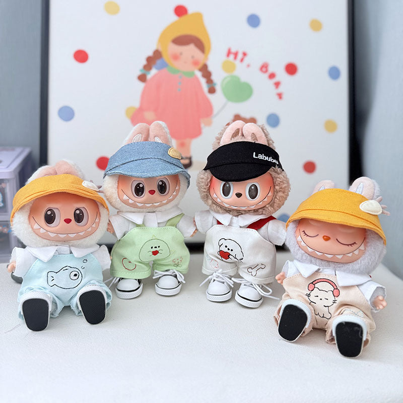 First and second generation keychain Labubu clothes pendant Labubu baby clothes cat puppy fish overalls set cute