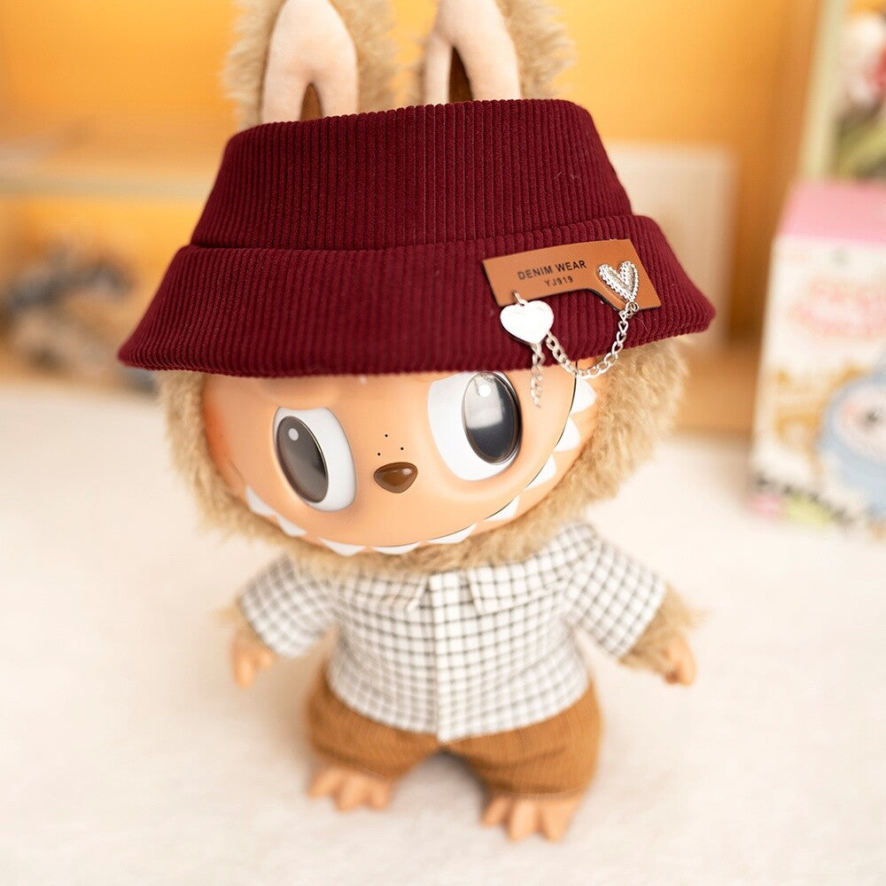 38Cm Labubu plush doll clothes for Labubu doll clothes accessories large love chain hat