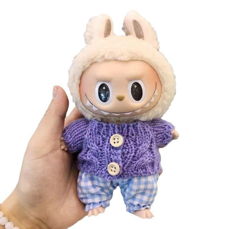 15Cm blind box rabub casual satchel set macaron labubu pendant doll nightdress set cute