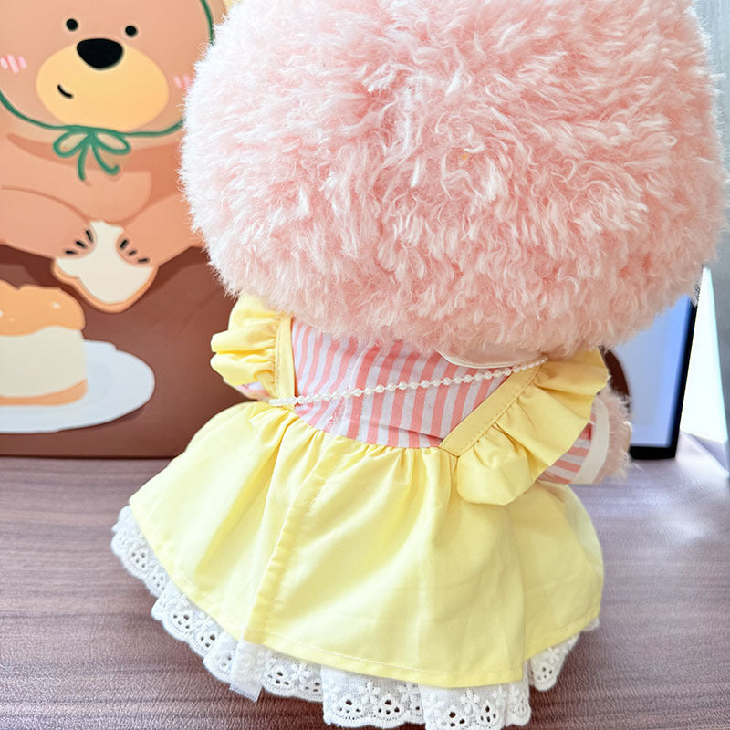 38Cm Labubu vinyl plush doll clothes for Labubu doll clothes yellow cream flower skirt set