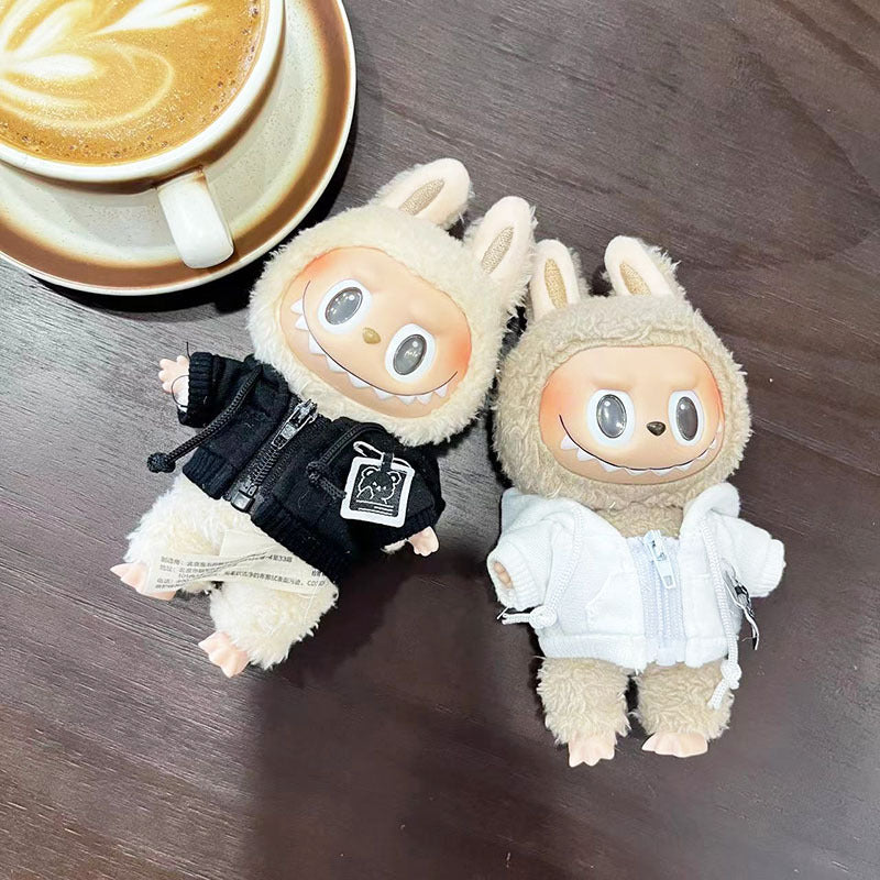 17Cm blind box rabub for stylish zipper shirt cool zipper sweater labubu pendant clothes cute