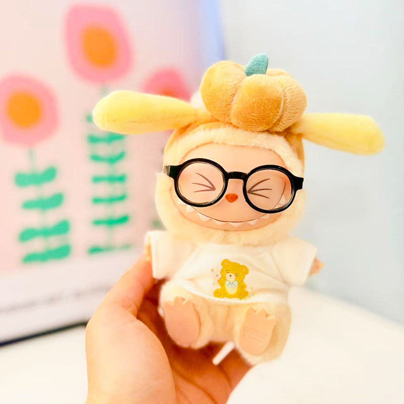 First and second generation keychain Labubu clothes pendant Labubu baby clothes cat hat + plaid overalls cute