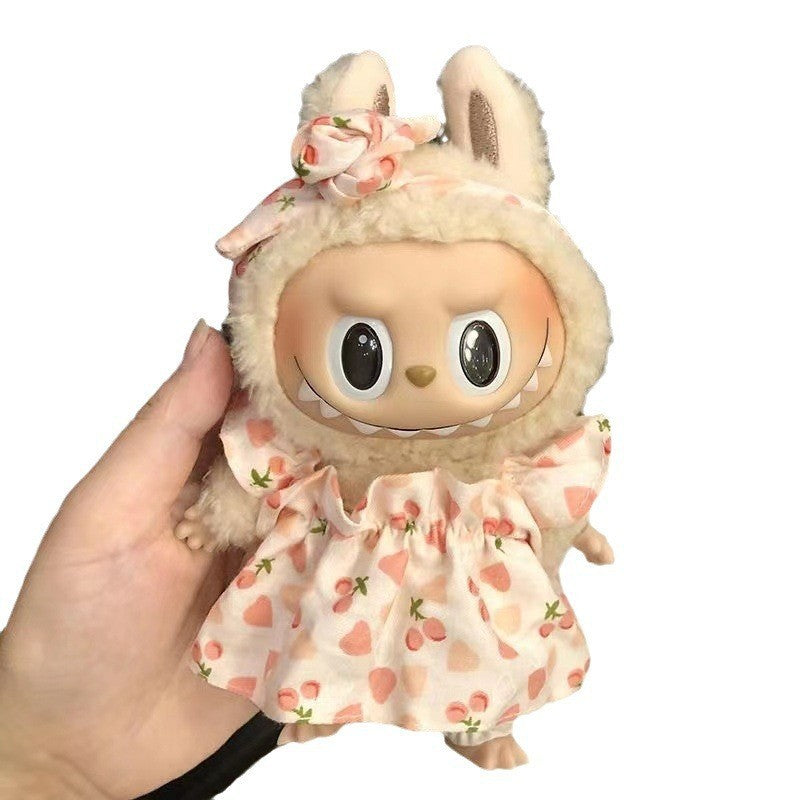 15Cm blind box rabub casual satchel set macaron labubu pendant doll nightdress set cute