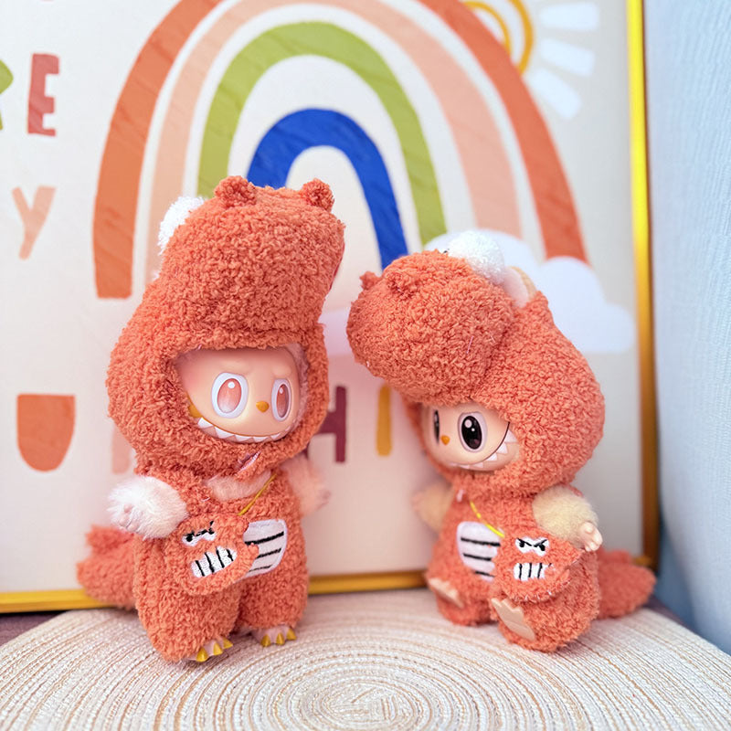 The first, second and third generation Labubu clothes pendant Labubu sitting party baby clothes orange crocodile suit is cute and cute