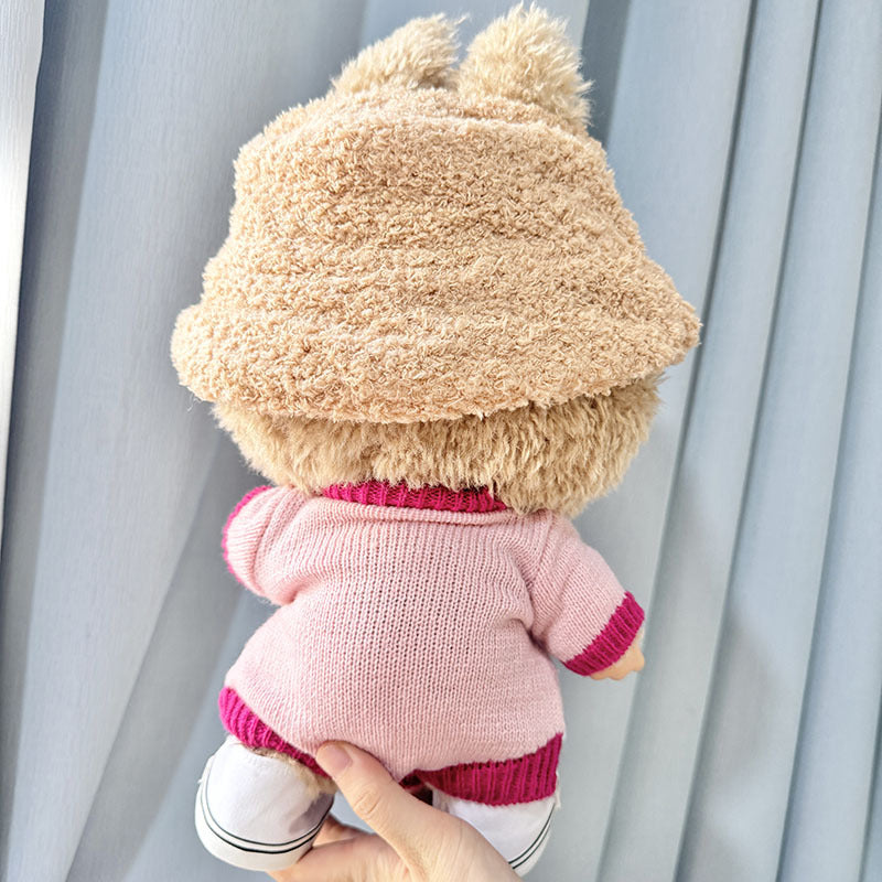 38Cm Labubu plush doll clothes wearing vinyl Labubu doll clothes climbing clothes smiley face strawberry bear cute