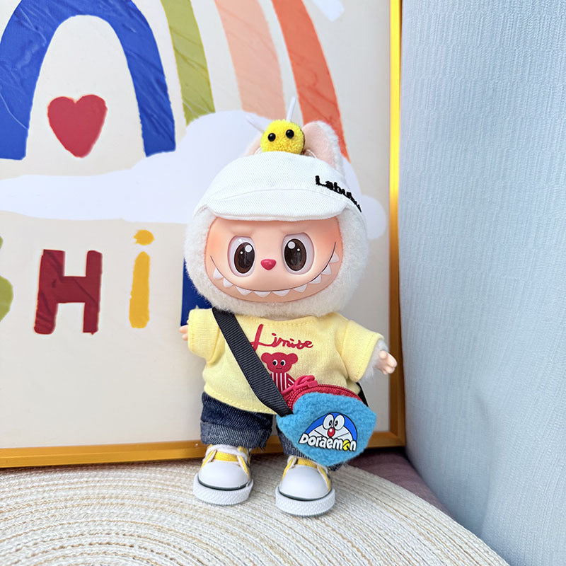 The first, second and third generation Labubu clothes pendant Labubu sitting party baby clothes bee robot cat suit is cute and cute