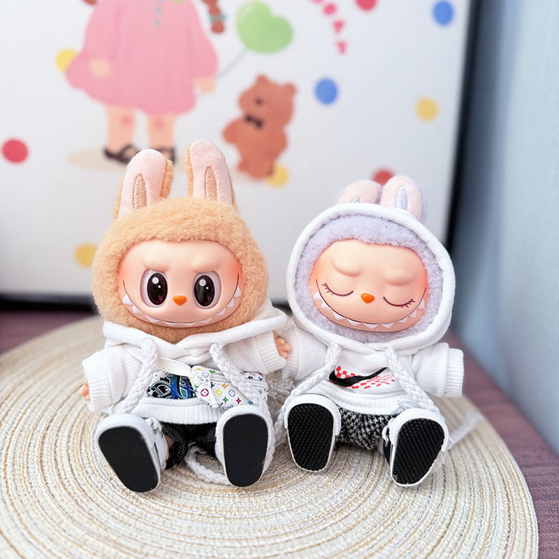 The first, second and third generation keychain Labubu clothes pendant Labubu baby clothes trendy hooded sweater set is cute.