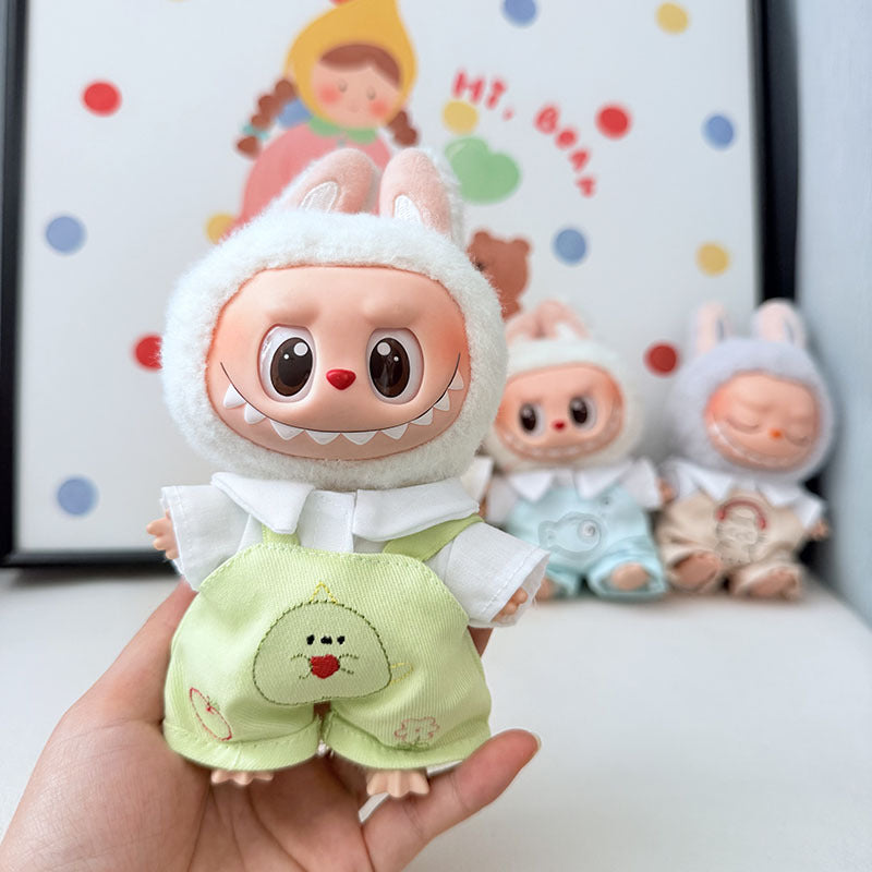 First and second generation keychain Labubu clothes pendant Labubu baby clothes cat puppy fish overalls set cute
