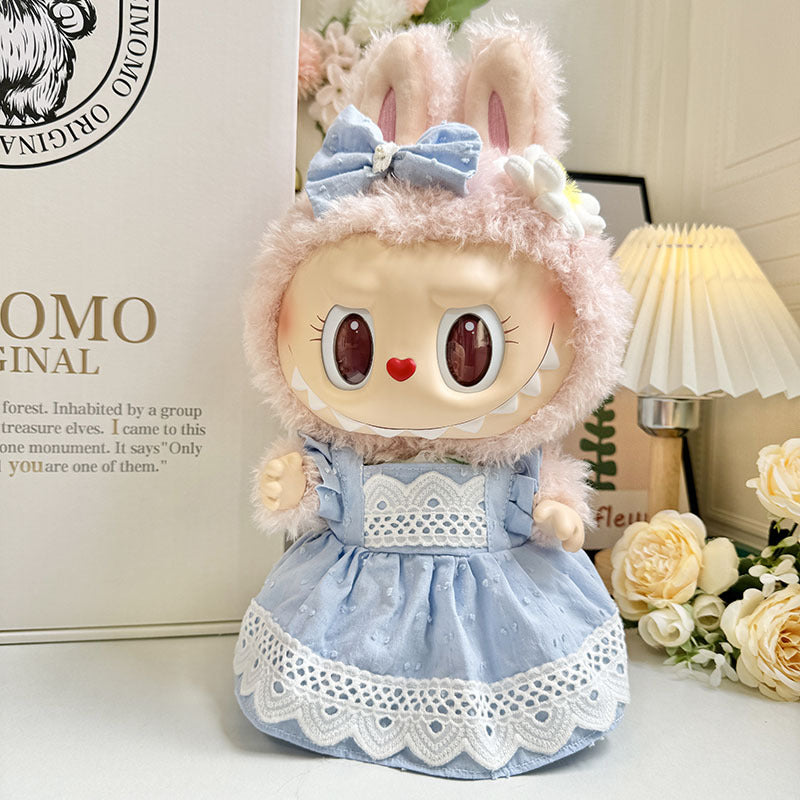 38Cm Labubu plush doll clothes for Labubu doll clothes MOKOKO sweetheart spring overalls