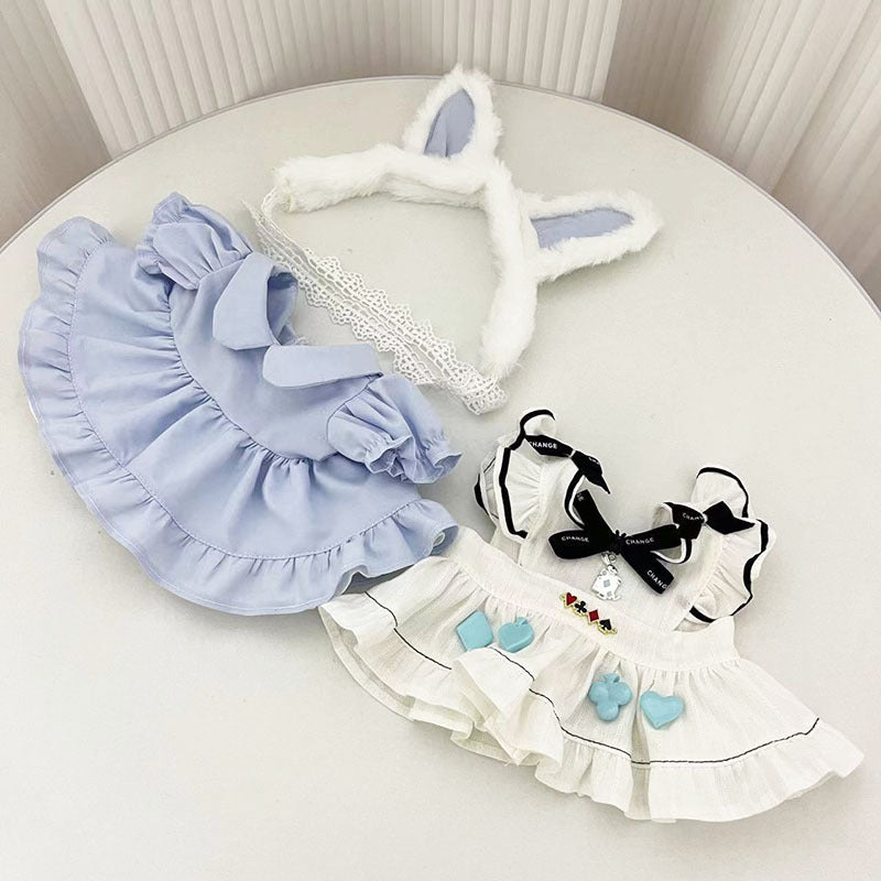 38Cm rabub vinyl plush doll clothes for rabbit ears Alice skirt labubu doll skirt cute