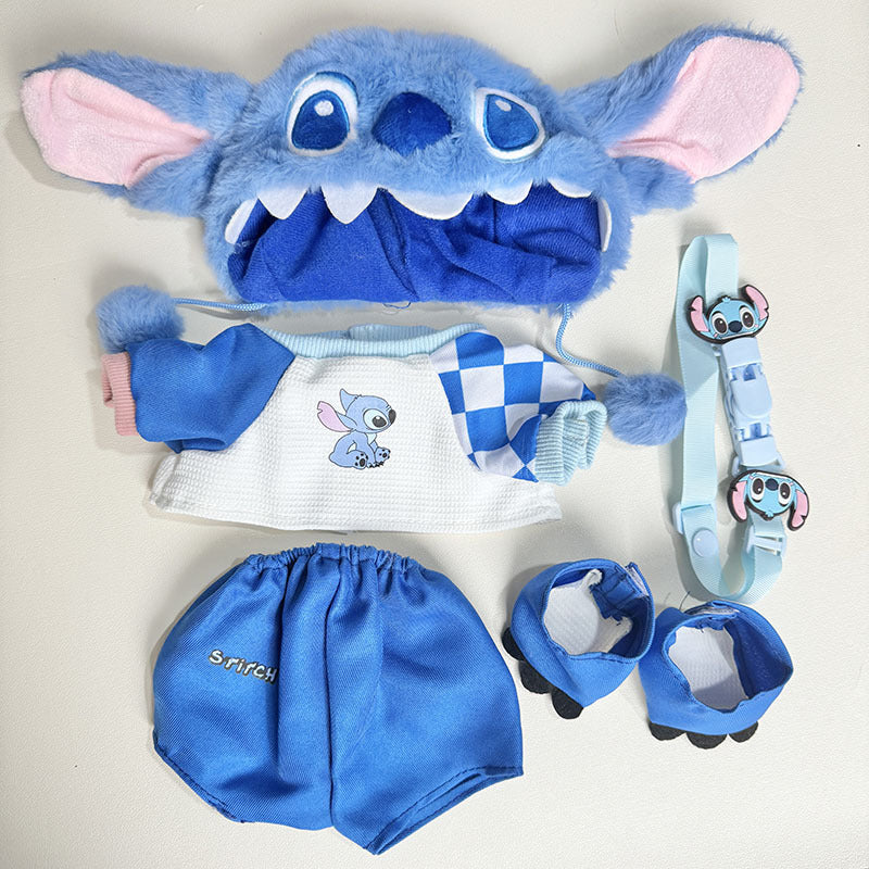 38Cm Labubu plush doll clothes for vinyl Labubu doll clothes Stitch suit cute
