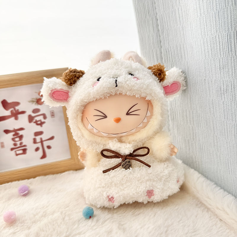 17Cm Labubuwa clothes LABUBU blind box sitting party one two three generations cute cloud velvet three eyes cute