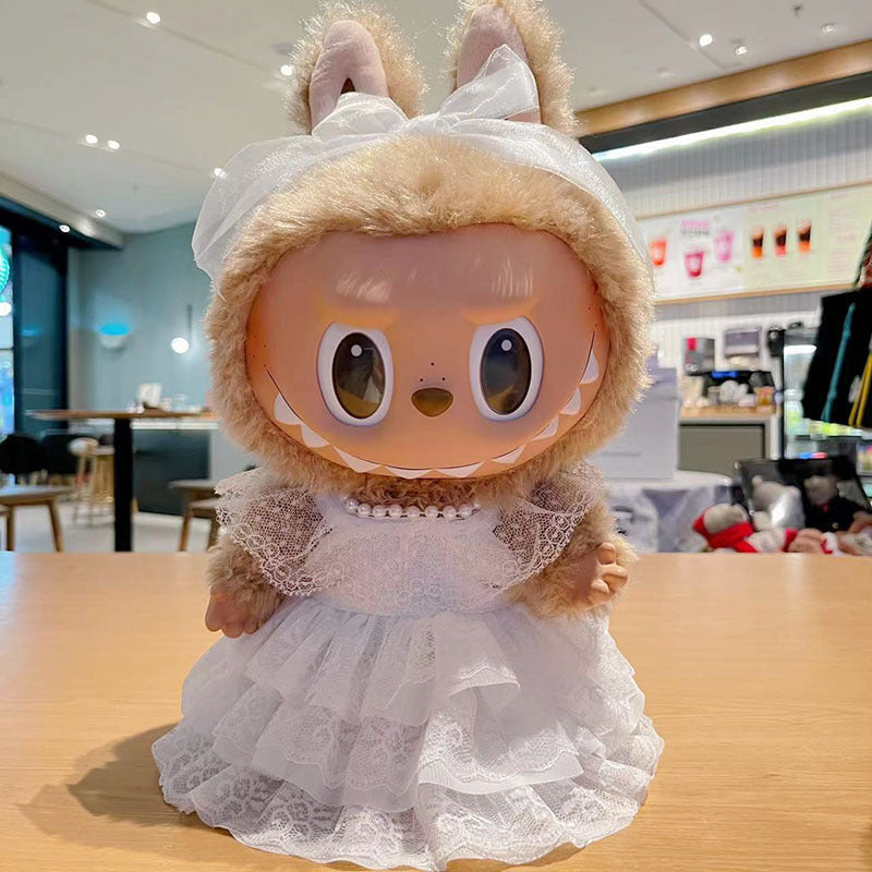 38Cm Labubu vinyl plush doll clothes for Labubu doll clothes striped animal shirt set cute