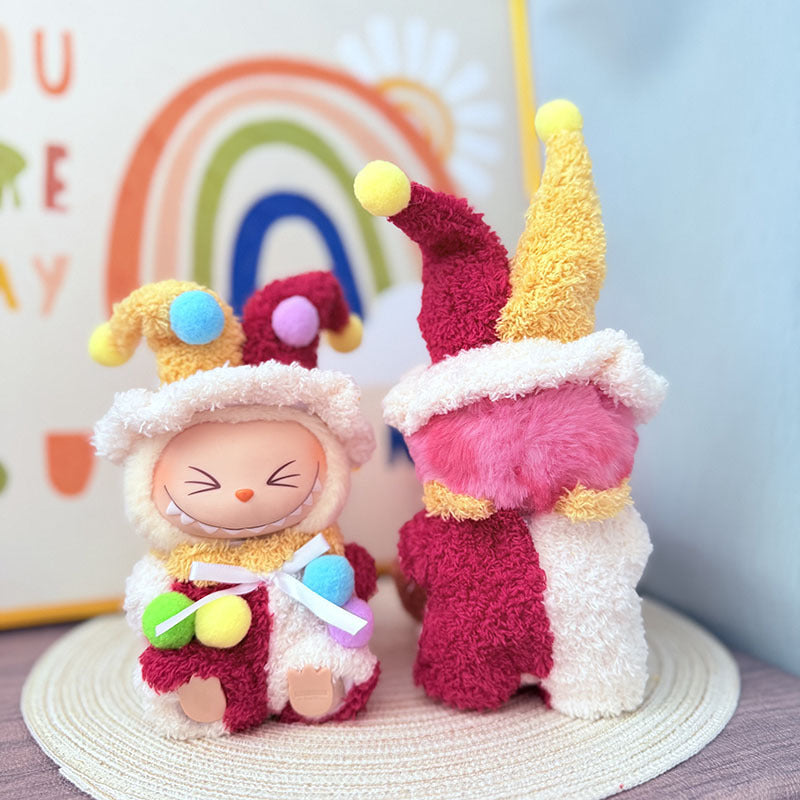 The first, second and third generation Labubu clothes pendant Labubu sitting party baby clothes colored ball clown suit is cute and cute