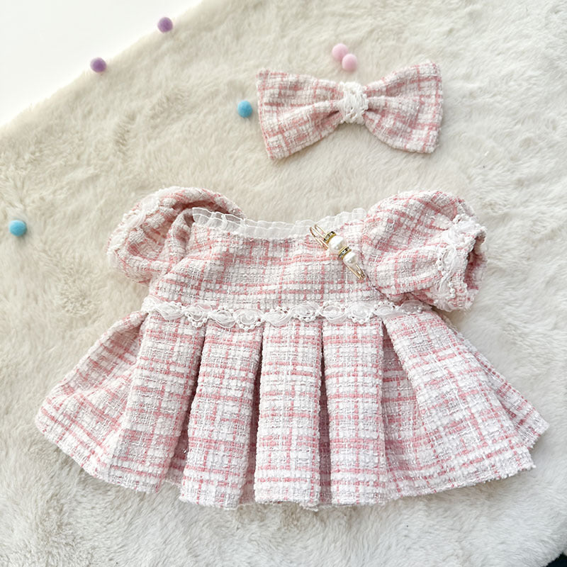 38Cm Labubu plush doll clothes for Labubu sweetheart doll baby clothes pearl small fragrant skirt set