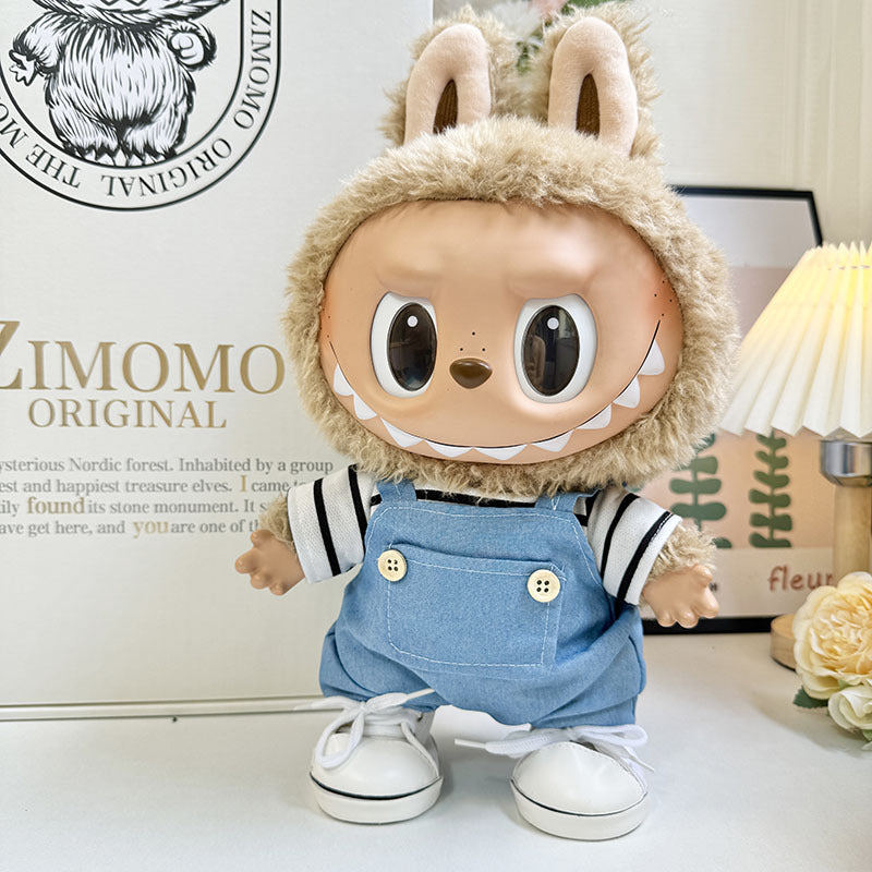 38Cm Labubu plush doll clothes for Labubu doll clothes MOKOKO sweetheart spring overalls
