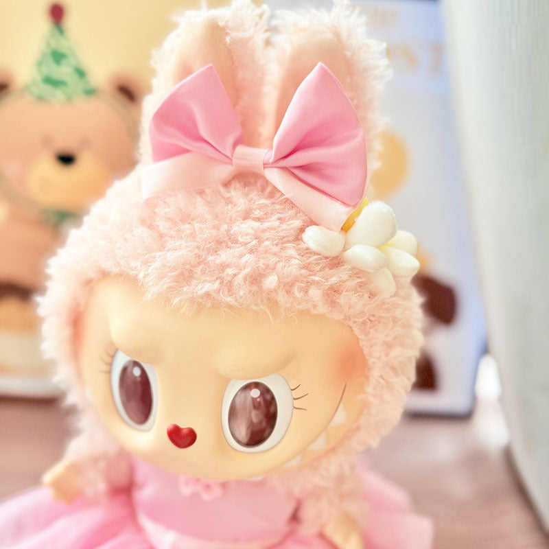38Cm Labubu plush doll dress for Labubu doll clothes MOKOKO pink ballet dress set