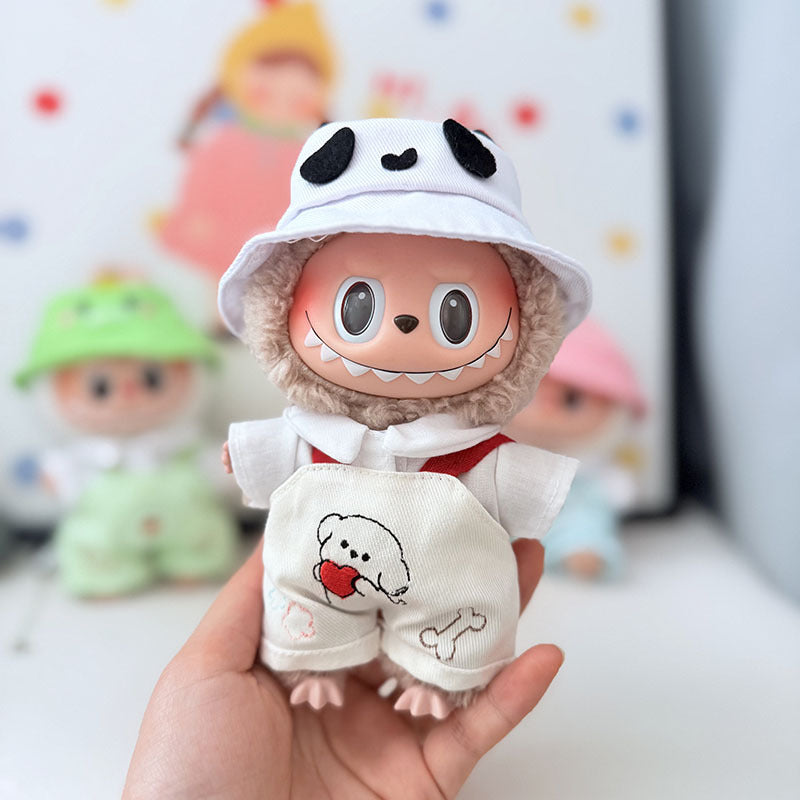 First and second generation keychain Labubu clothes pendant Labubu baby clothes cat puppy fish overalls set cute