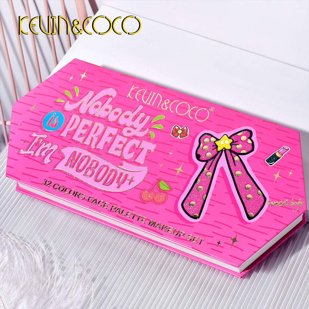 KEVIN & COCO 32-color bow, eyeshadow beads matte, inner pocket dead plate