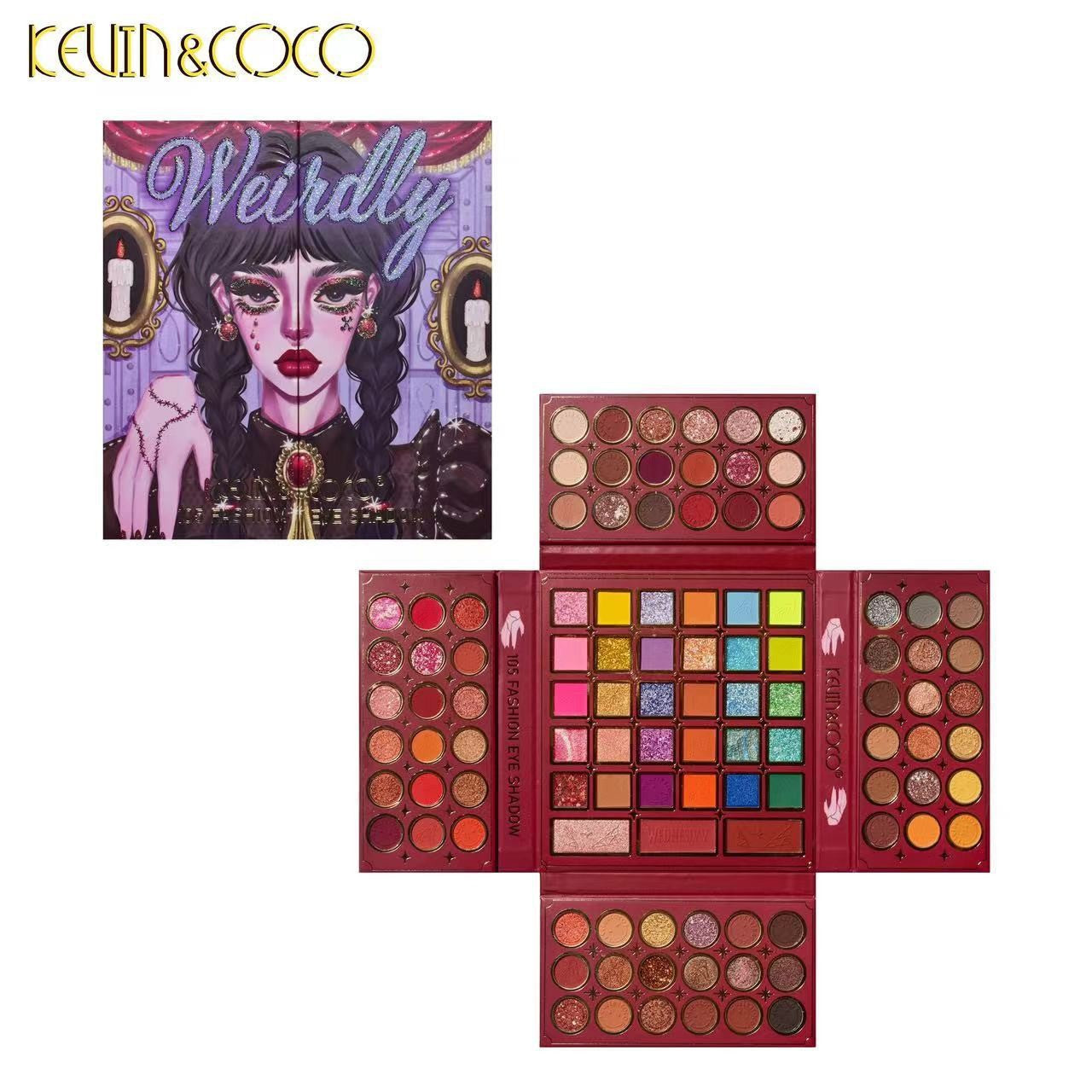105-Color eyeshadow disc, four-layer folded model, beaded matte eyeshadow-highlight blush integrated disc