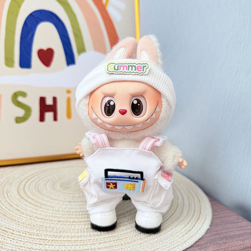 One, two and three generations of Labubu clothes pendant Labubu sitting party baby clothes radio overalls set creativity