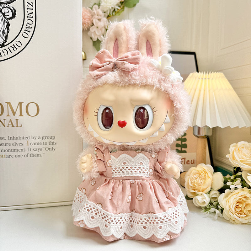 38Cm Labubu plush doll clothes for Labubu doll clothes MOKOKO sweetheart spring overalls