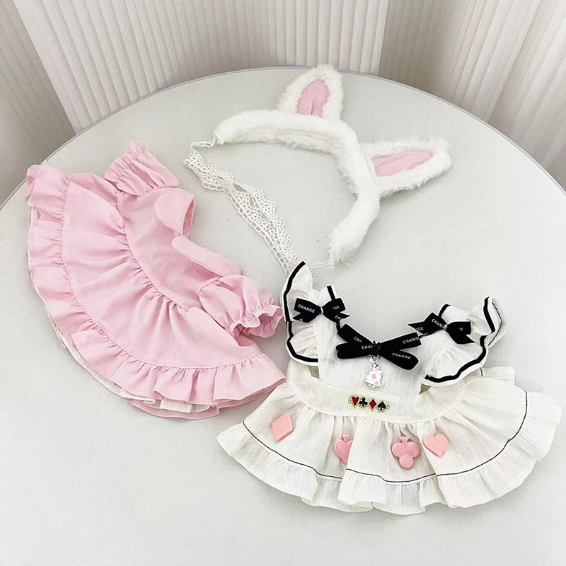 38Cm rabub vinyl plush doll clothes for rabbit ears Alice skirt labubu doll skirt cute