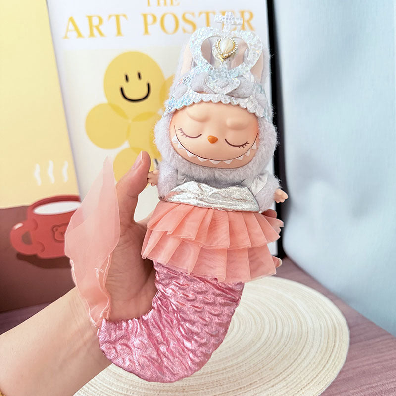 17Cm Labubuwa clothes LABUBU blind box sitting party one two three generation mermaid suit cute cute