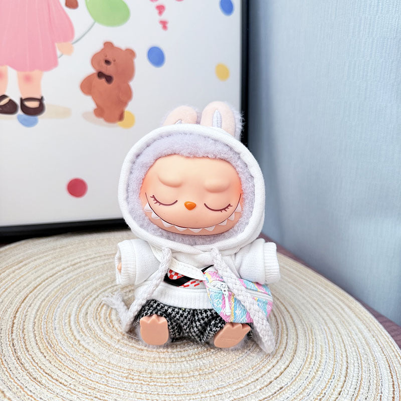 The first, second and third generation keychain Labubu clothes pendant Labubu baby clothes trendy hooded sweater set is cute.