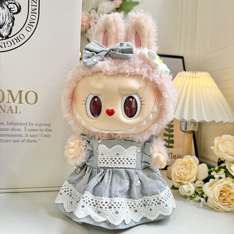 38Cm Labubu plush doll clothes for Labubu doll clothes MOKOKO sweetheart spring overalls