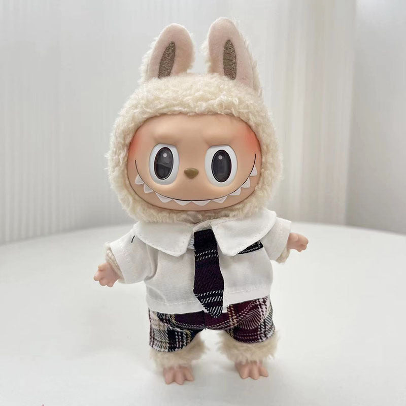 17Cm blind box Labubu cloth set circle smiley face shirt labubu pendant for invisible wings, cute clothes.