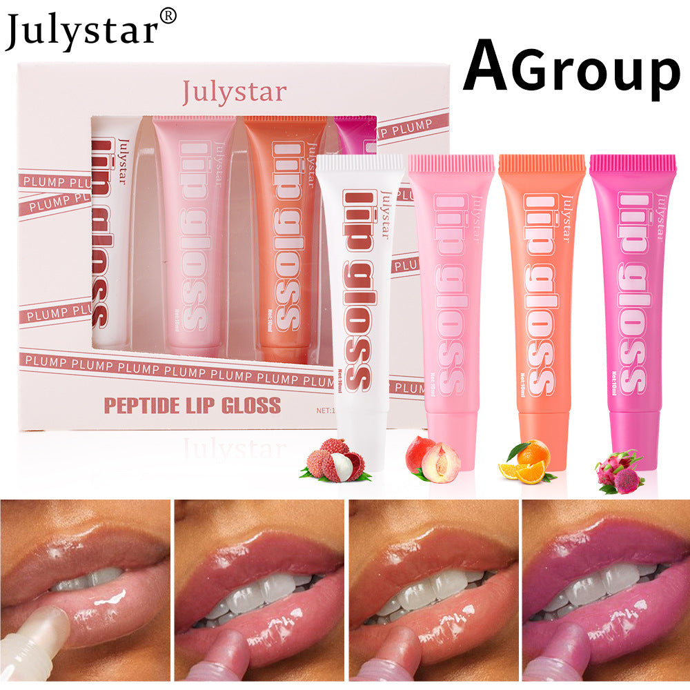 Julystar Popular Lip Moisturizing Fruit Lip Gloss 4 Pcs Set Lip Glaze Moisturizing Hydrating Lip Oil Makeup