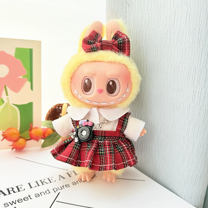 17Cm Labubuwa clothes LABUBU blind box sitting party one two three generations cute sweetheart Sugra dress cute