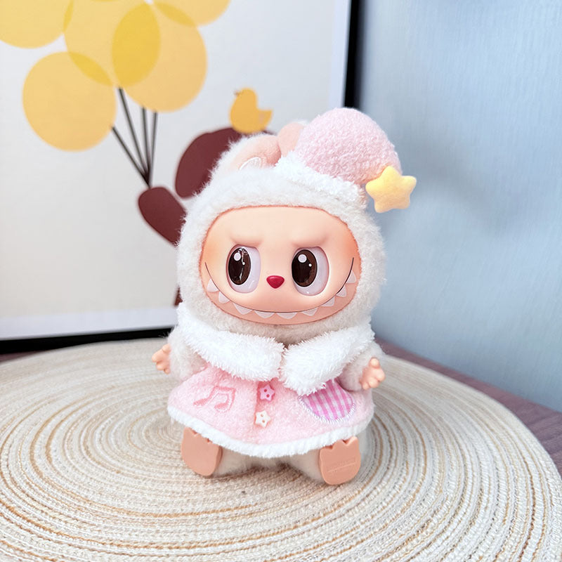 17Cm Labubuwa clothes LABUBU blind box sitting party one two three generations of music angel suit cute cute