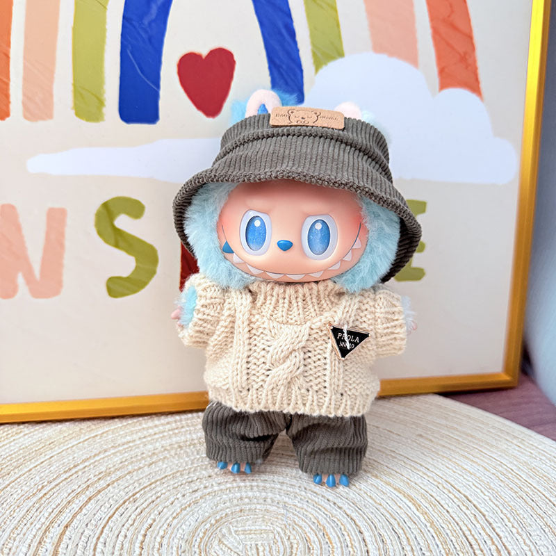 The first, second and third generation keychain Labubu clothes pendant Labubu baby clothes trendy sweater overalls set is cute.