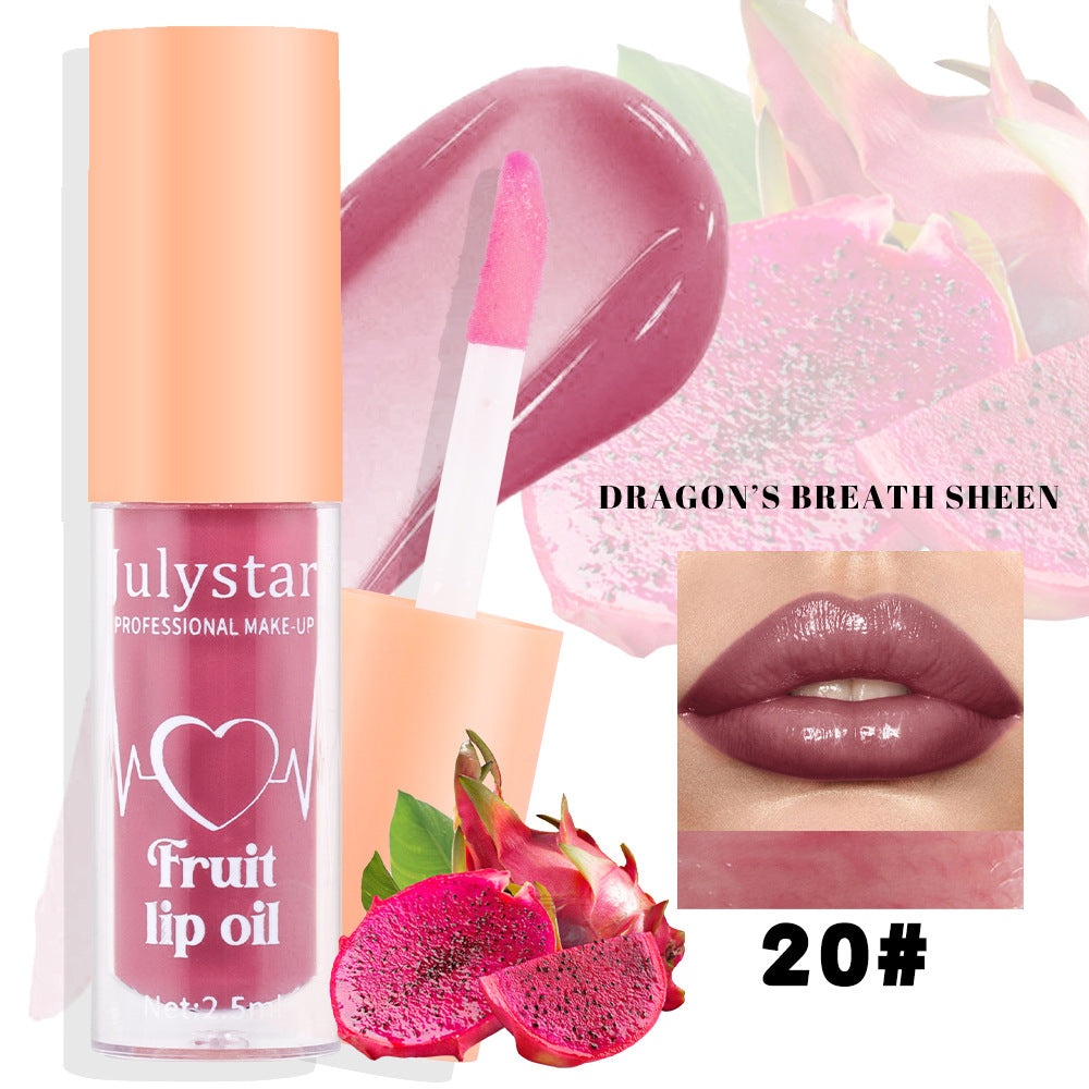 Julystar 20 Color Fruit Lip Glaze Water Light Transparent Moisturizing Moisturizing Temperature Variable Pearlescent Lip Oil