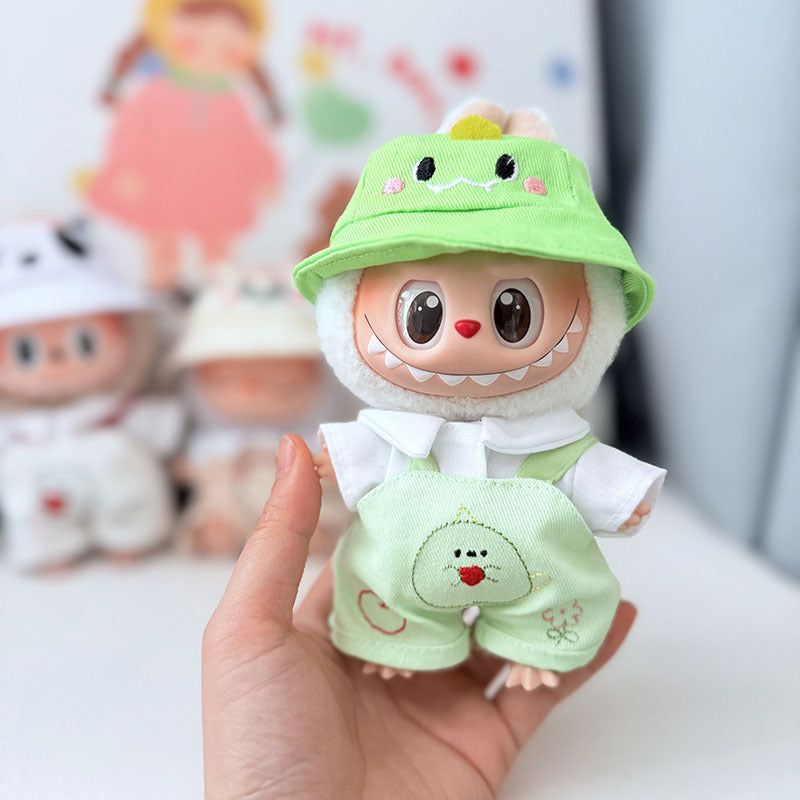 First and second generation keychain Labubu clothes pendant Labubu baby clothes cat puppy fish overalls set cute