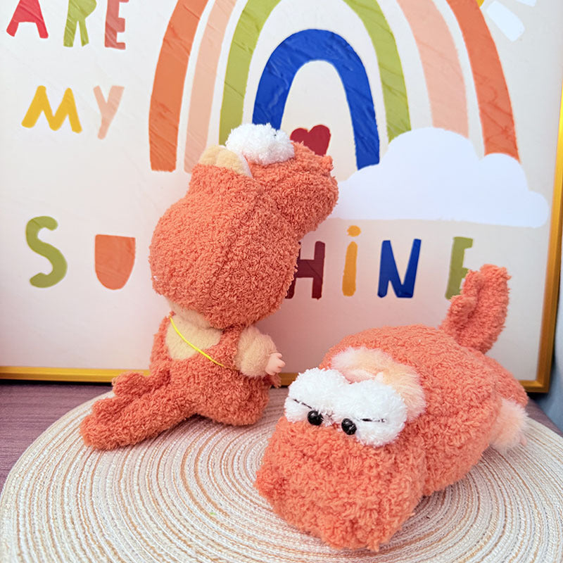 The first, second and third generation Labubu clothes pendant Labubu sitting party baby clothes orange crocodile suit is cute and cute