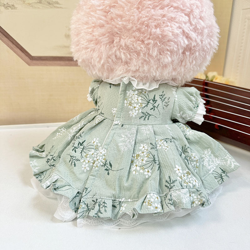 38Cm Labubu plush doll dress for Labubu doll dress MOKOKO green floral court dress