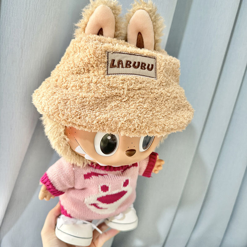 38Cm Labubu plush doll clothes wearing vinyl Labubu doll clothes climbing clothes smiley face strawberry bear cute